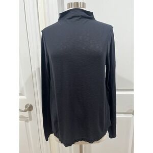 New! Michael Stars Mock Neck Swing T Shirt Long Sleeve Black One Size retail $88
